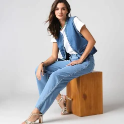 Veste sans manches jean tressé