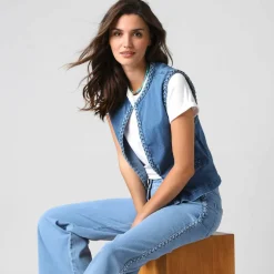 Veste sans manches jean tressé