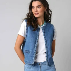 Veste sans manches jean tressé