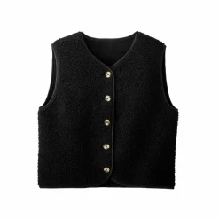 Veste sans manches, maille bouclette