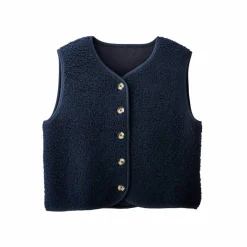 Veste sans manches, maille bouclette