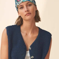 Veste sans manches, maille bouclette