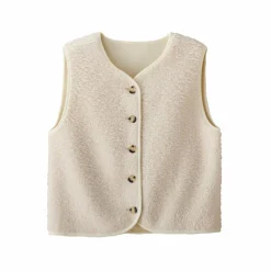 Veste sans manches, maille bouclette