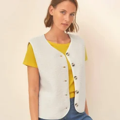Veste sans manches, maille bouclette