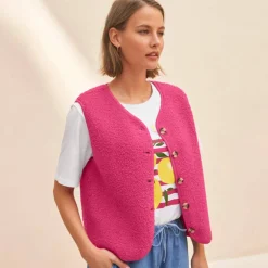 Veste sans manches, maille bouclette
