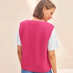 Veste sans manches, maille bouclette