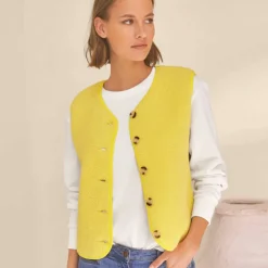 Veste sans manches, maille bouclette