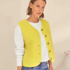 Veste sans manches, maille bouclette