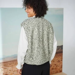 Veste sans manches, maille bouclette