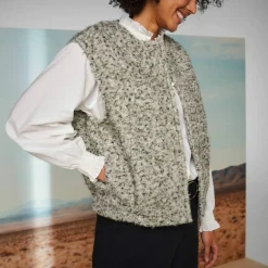 Veste sans manches, maille bouclette