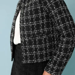 Veste tweed spécial Petites manches longues à carreaux