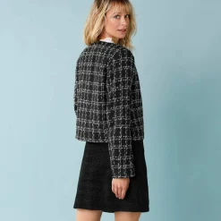 Veste tweed spécial Petites manches longues à carreaux
