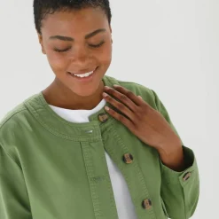 Veste unie boutonnée, col rond