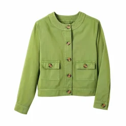Veste unie boutonnée, col rond