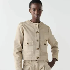 Veste unie boutonnée, col rond