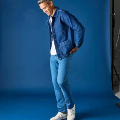 Veste worker boutonnée 3 poches jean coton