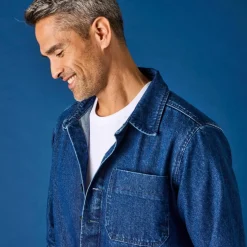 Veste worker boutonnée 3 poches jean coton