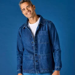 Veste worker boutonnée 3 poches jean coton