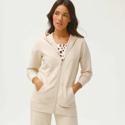 Veste zippée à capuche, molleton gratté
