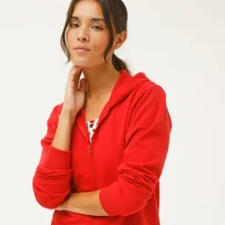 Veste zippée à capuche, molleton gratté