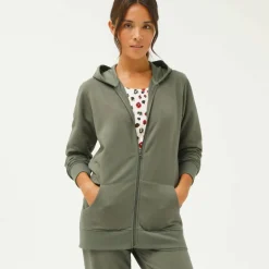 Veste zippée à capuche, molleton gratté