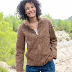 Veste zippée maille bouclette