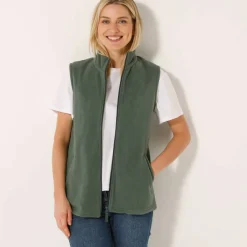Veste zippée maille polaire, sans manches